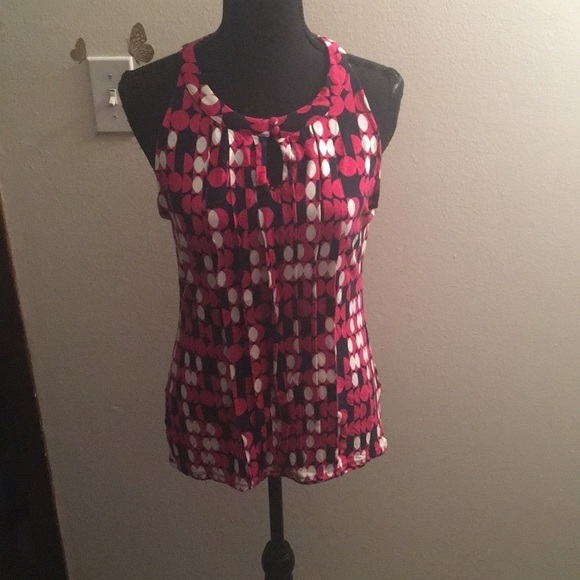 Banana Republic women’s polka dot pink, black and white ribbed blouse​​ - Picture 2 of 8